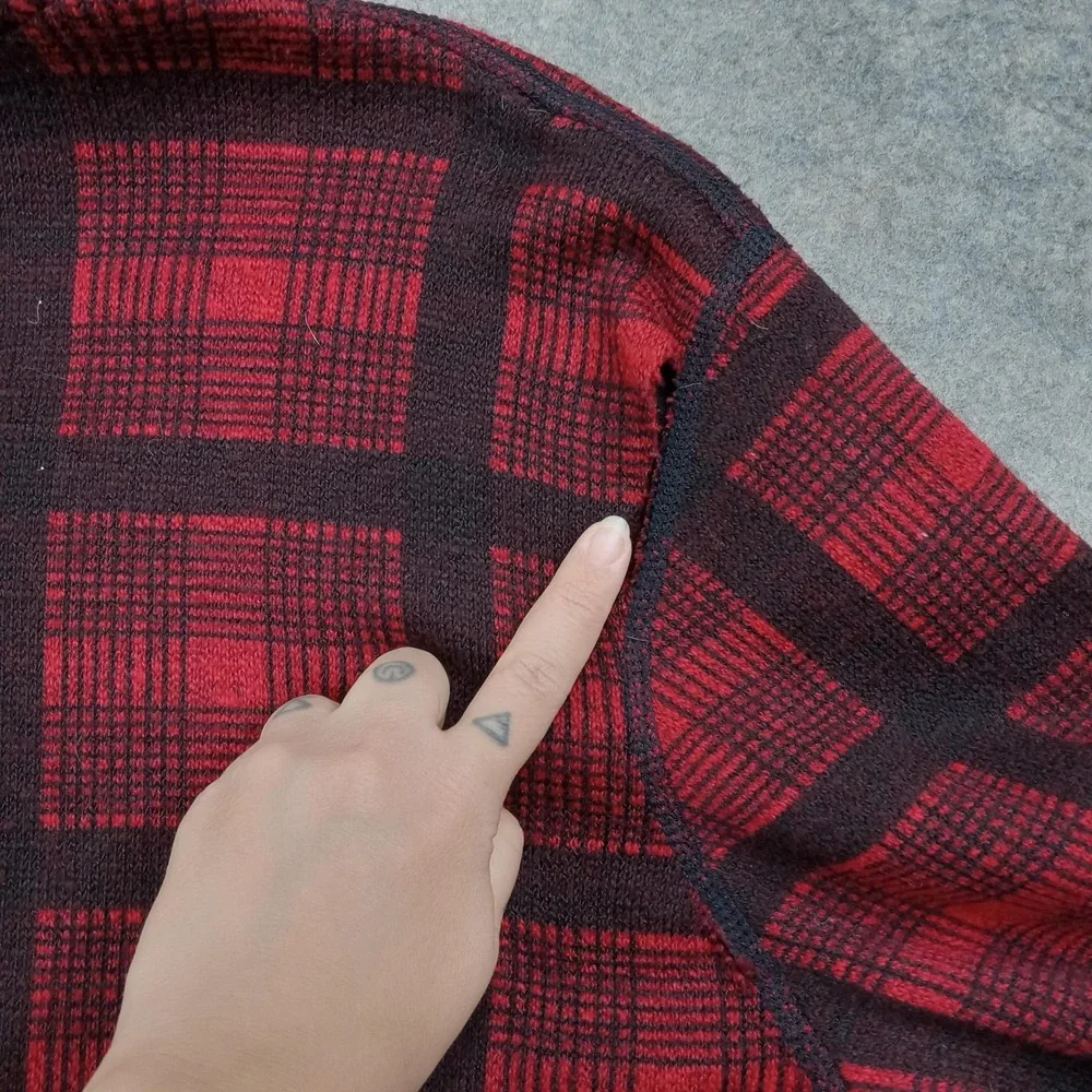 Mack Russo Sweater Mens‎ 2XL Red Plaid Fleece Quarter Zip Mock Neck Pockets